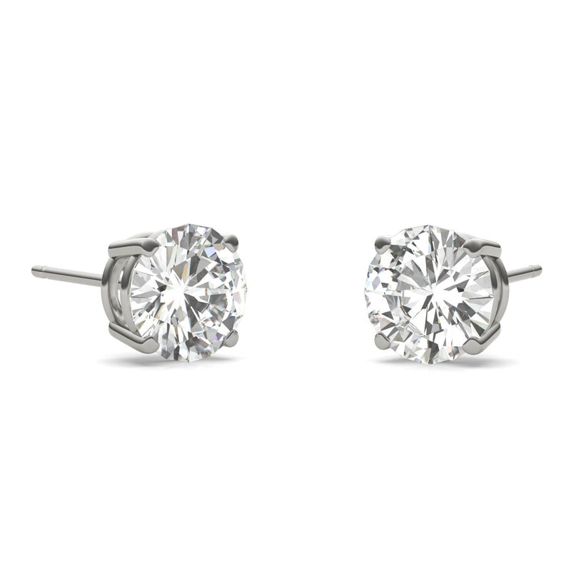 2.00 CTW DEW Round Moissanite Basket Earrings in Platinum