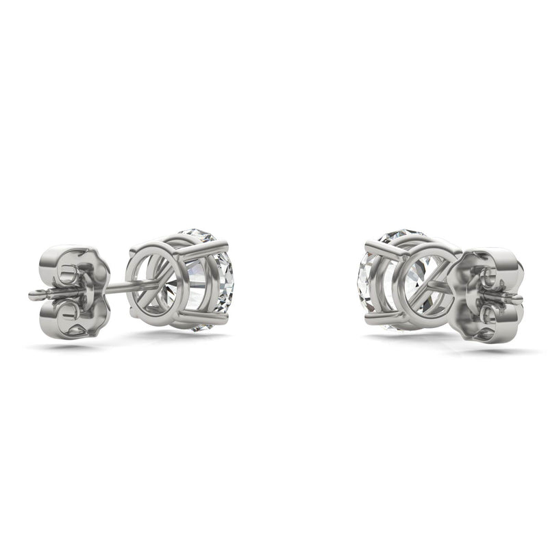 2.00 CTW DEW Round Moissanite Basket Earrings in Platinum