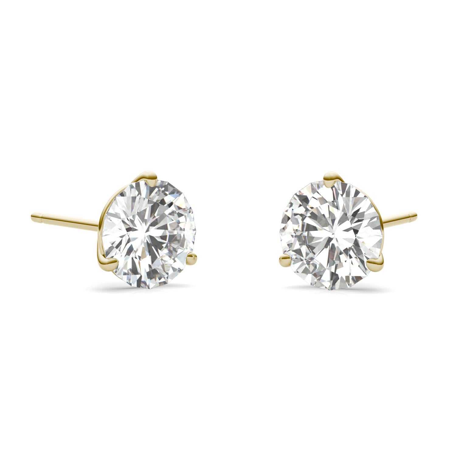 3.00 CTW DEW Round Moissanite Stud Earrings in 14K Yellow Gold