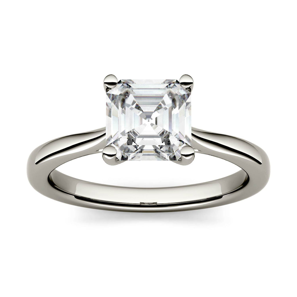 1.30 CTW DEW Asscher Engagement Ring 14K White Gold