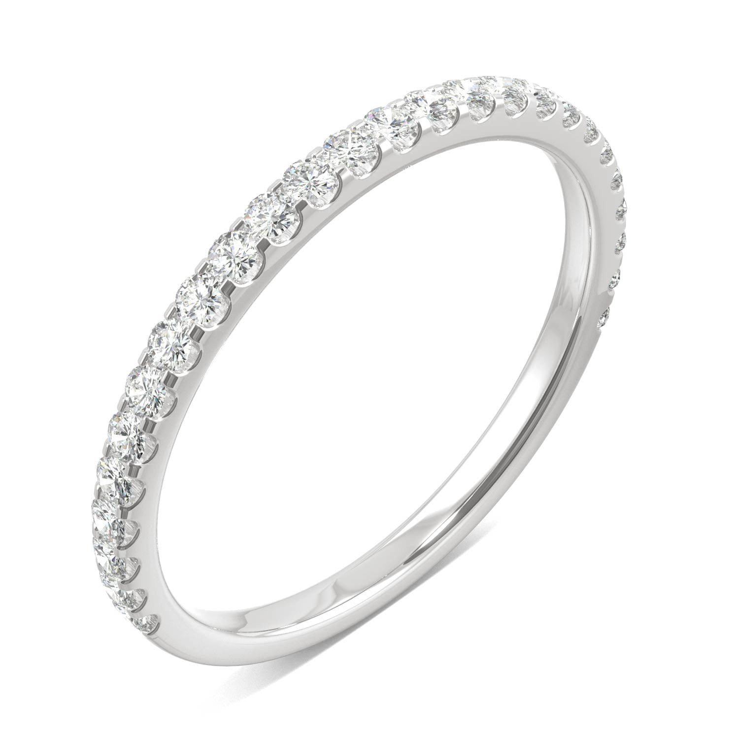 0.39 CTW DEW Round Moissanite Band in 14K White Gold