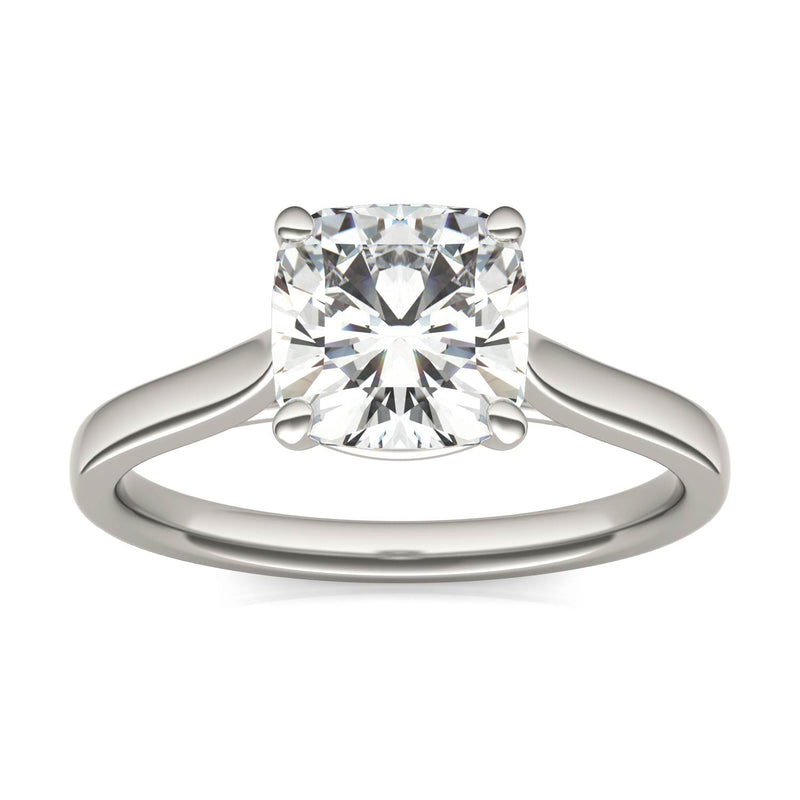 2.00 CTW DEW Cushion Moissanite Engagement Ring in 14K White Gold