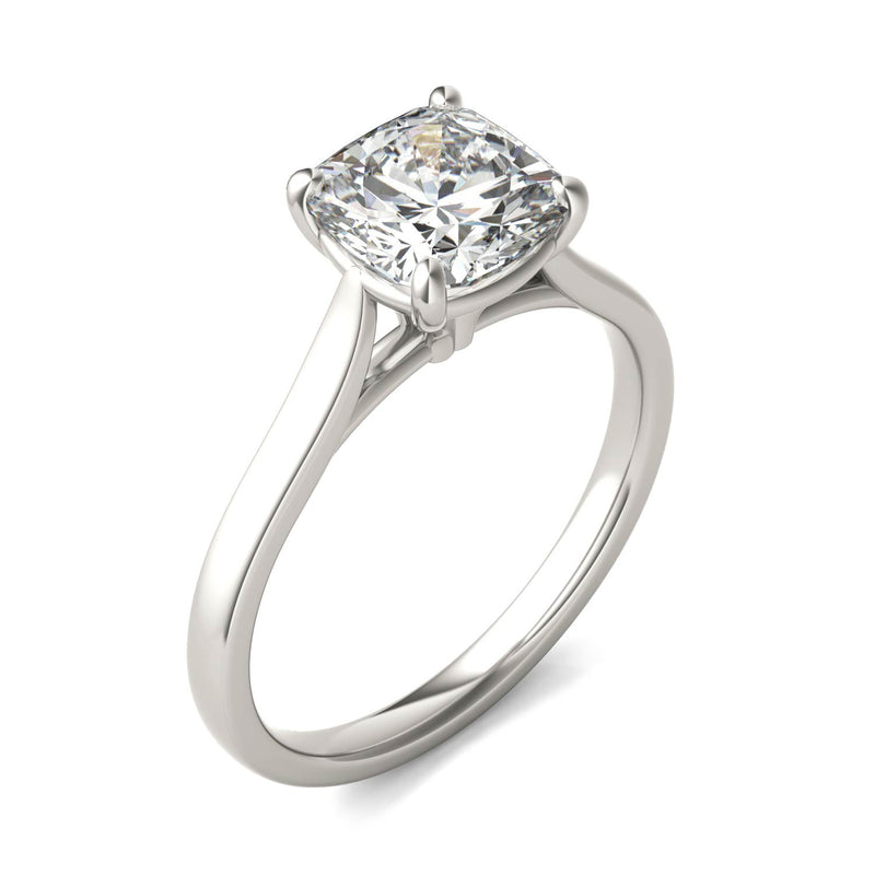 2.00 CTW DEW Cushion Moissanite Engagement Ring in 14K White Gold