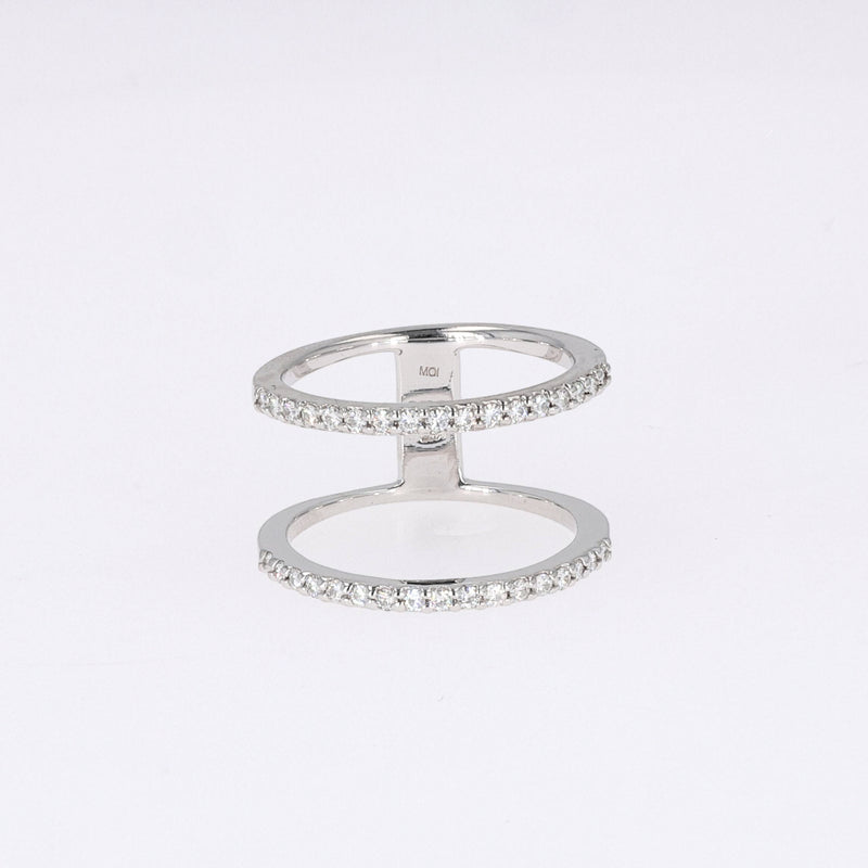 0.34 CTW DEW Round Near-Colorless Moissanite Fashion Ring in 14K White Gold