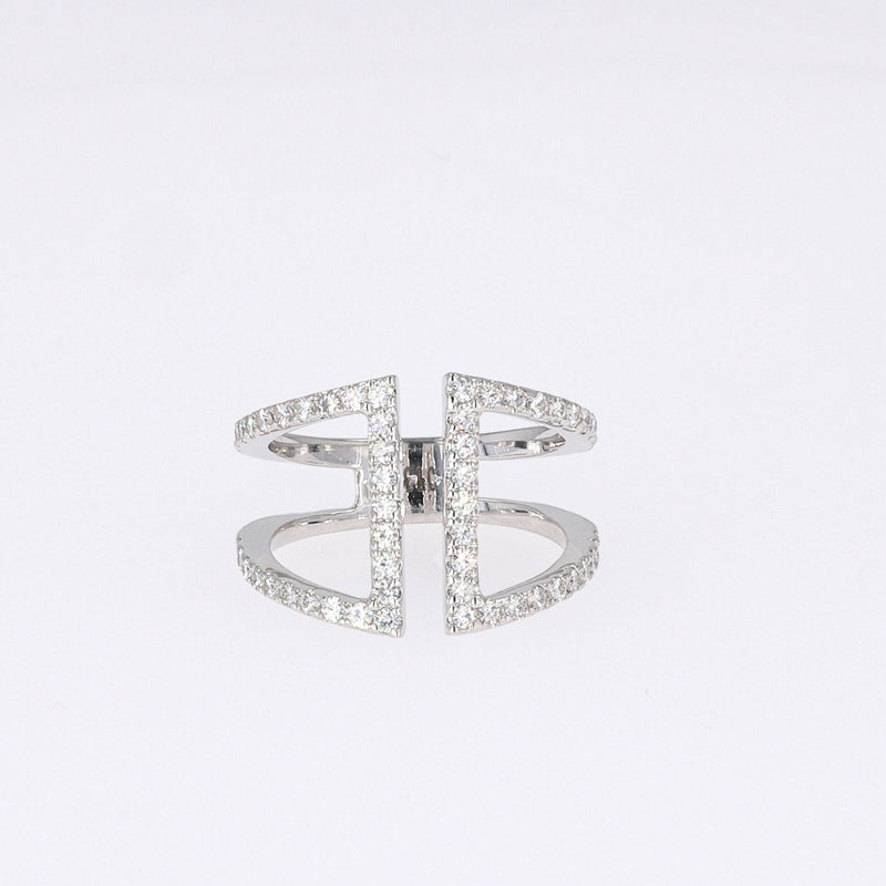 0.54 CTW DEW Round Near-Colorless Moissanite Fashion Ring in 14K White Gold