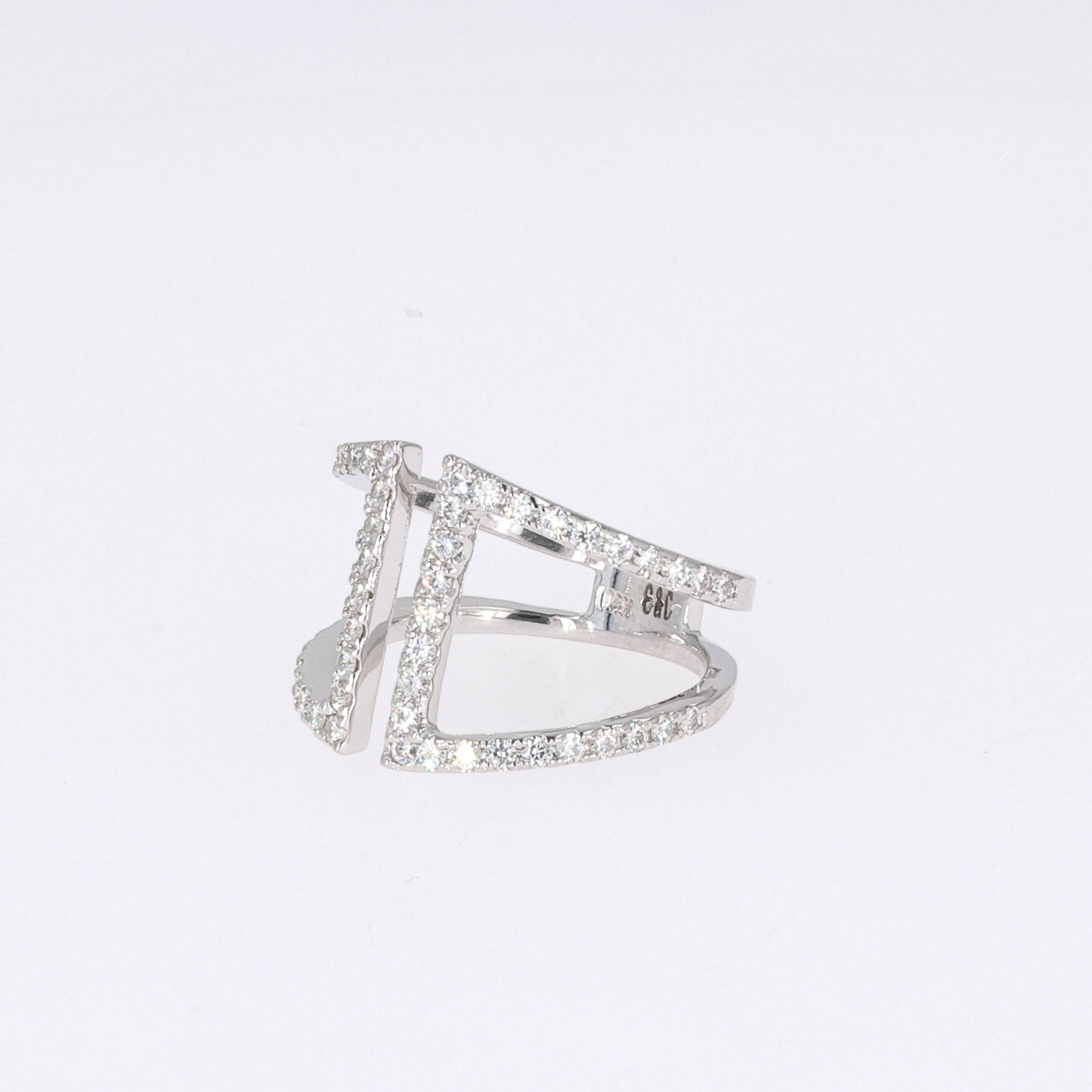 0.54 CTW DEW Round Near-Colorless Moissanite Fashion Ring in 14K White Gold