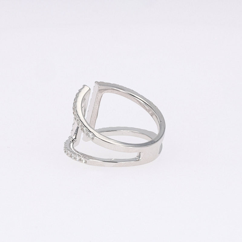 0.54 CTW DEW Round Near-Colorless Moissanite Fashion Ring in 14K White Gold
