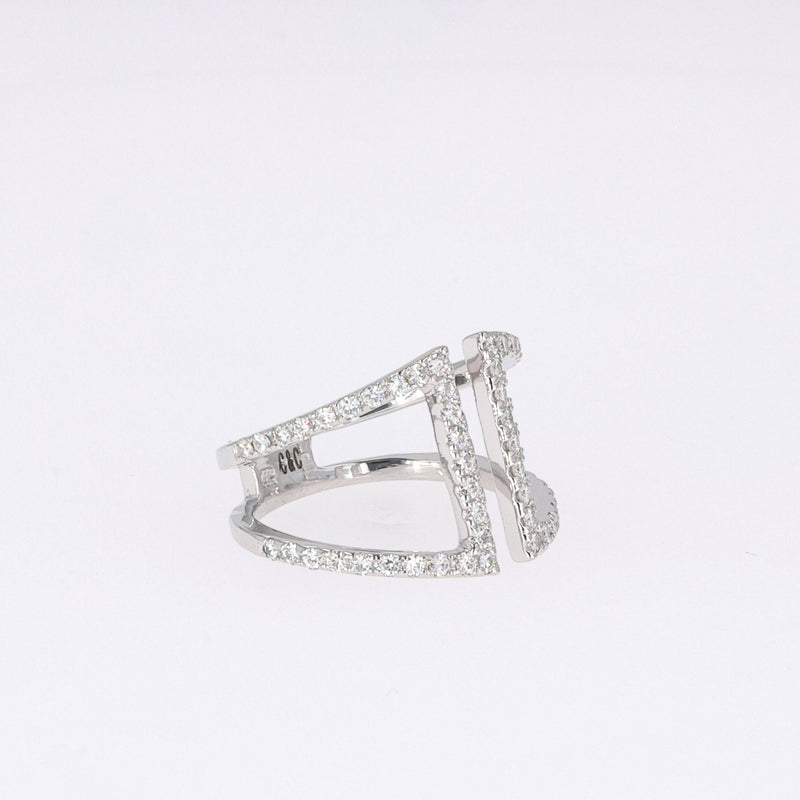 0.54 CTW DEW Round Near-Colorless Moissanite Fashion Ring in 14K White Gold
