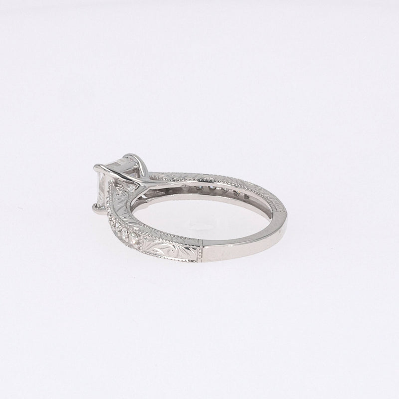 1.94 CTW DEW Square Near-Colorless Moissanite Side-Stone Ring in 14K White Gold