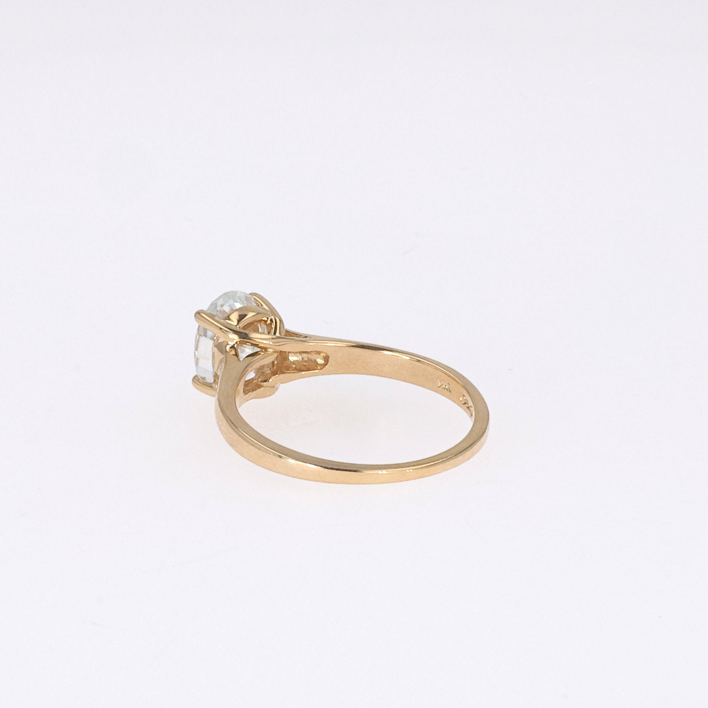 1.50 CTW DEW Oval Near-Colorless Moissanite Solitaire Ring in 14K Yellow Gold