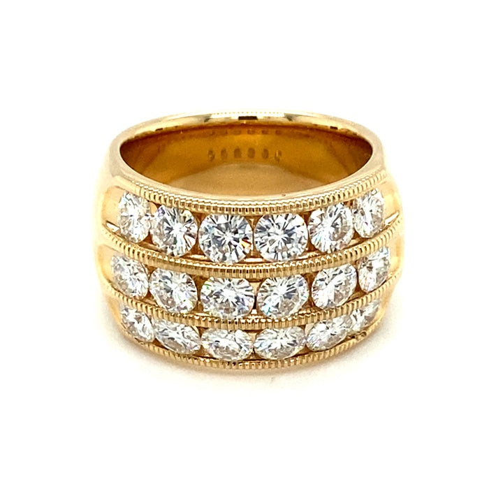 0.96 CTW DEW Round Near-Colorless Moissanite Channel-Set Two-Row Band in 14K Yellow Gold