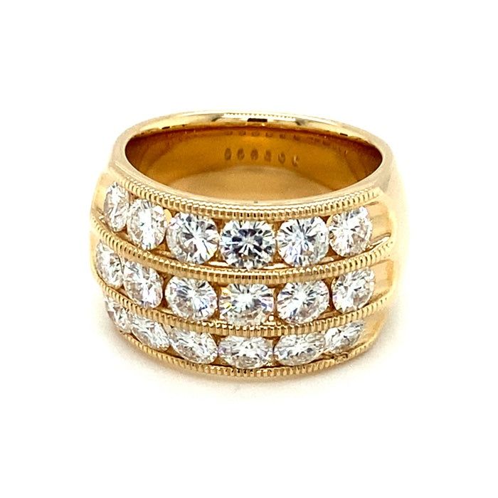 0.96 CTW DEW Round Near-Colorless Moissanite Channel-Set Two-Row Band in 14K Yellow Gold