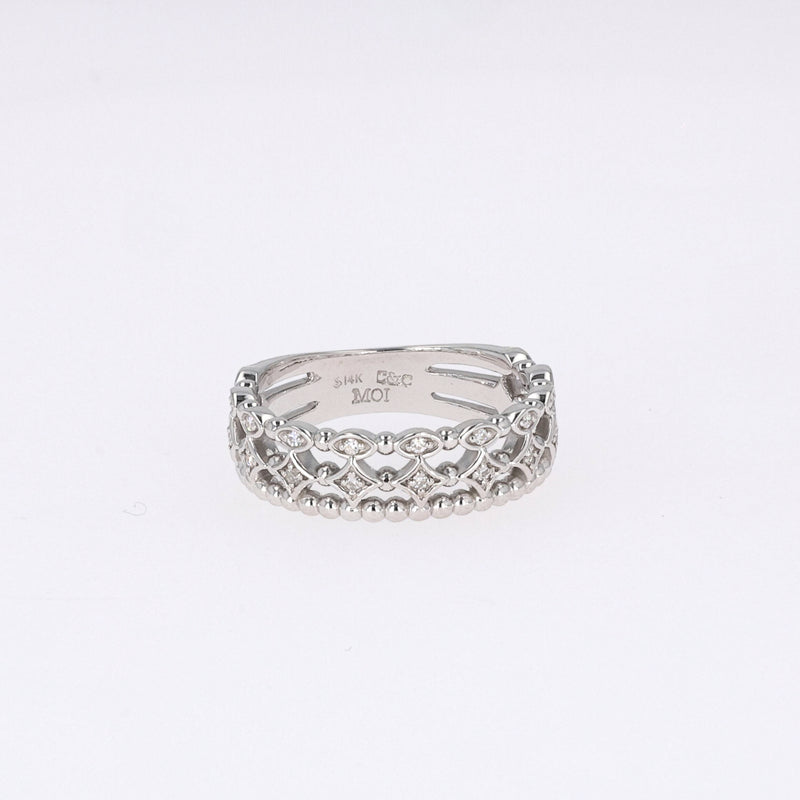 0.11 CTW DEW Round Near-Colorless Moissanite Fashion Ring in 14K White Gold