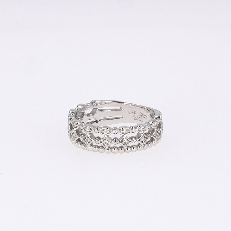 0.11 CTW DEW Round Near-Colorless Moissanite Fashion Ring in 14K White Gold
