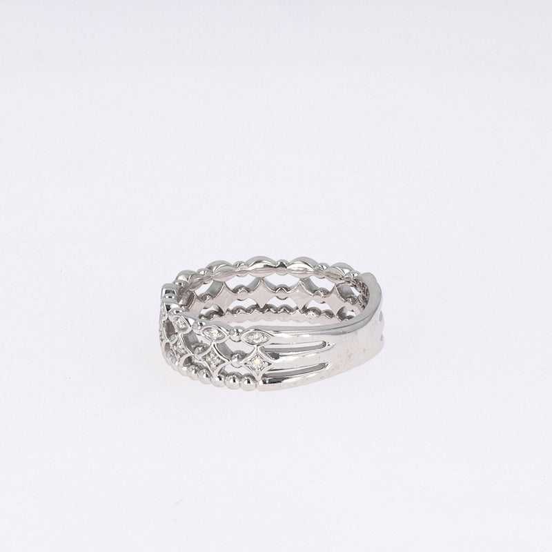 0.11 CTW DEW Round Near-Colorless Moissanite Fashion Ring in 14K White Gold