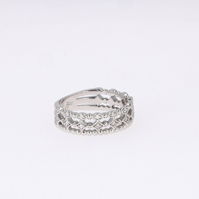0.11 CTW DEW Round Near-Colorless Moissanite Fashion Ring in 14K White Gold