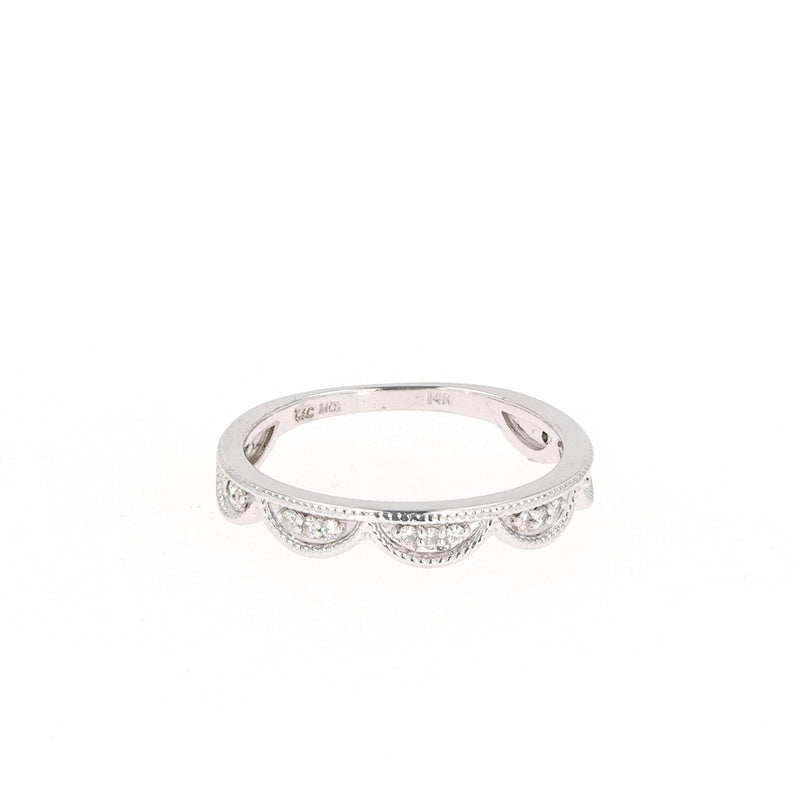 0.13 CTW DEW Round Near-Colorless Moissanite Stackable Band in 14K Gold