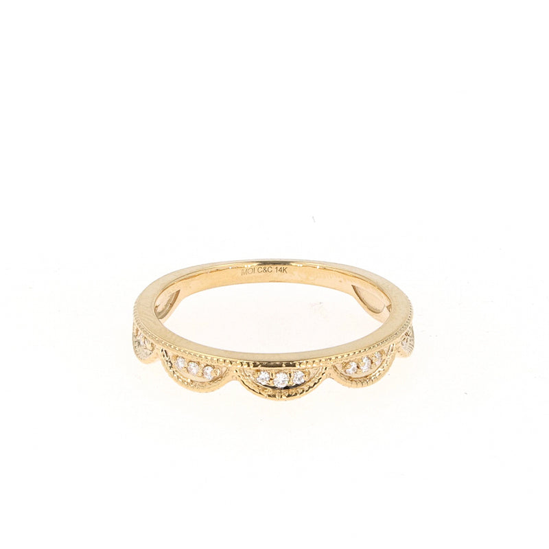 0.13 CTW DEW Round Near-Colorless Moissanite Stackable Band in 14K Gold