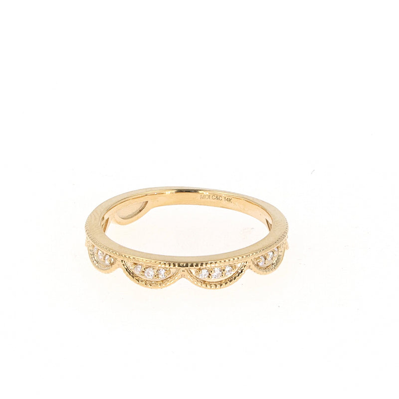 0.13 CTW DEW Round Near-Colorless Moissanite Stackable Band in 14K Gold