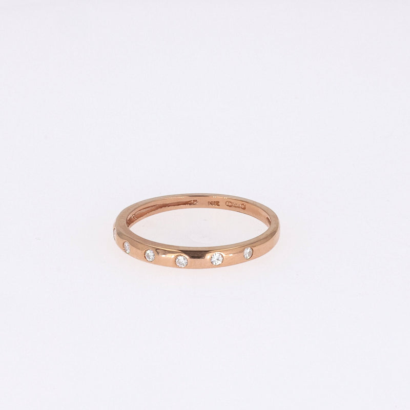 0.11 CTW DEW Round Near-Colorless Moissanite Band in 14K Rose Gold
