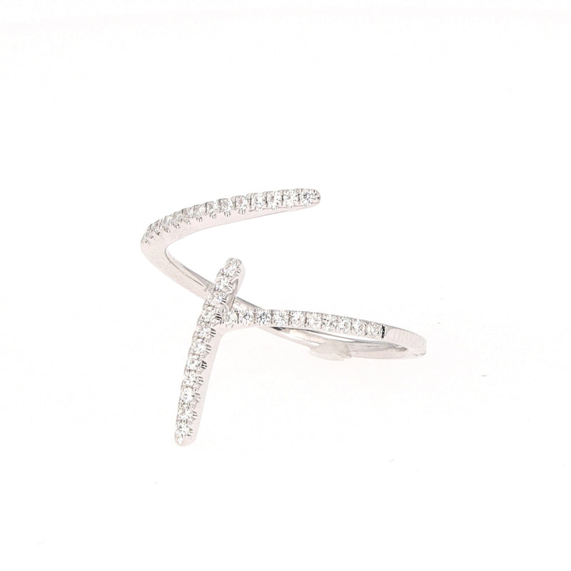0.18 CTW DEW Round Near-Colorless Moissanite Fashion Ring in 14K White Gold