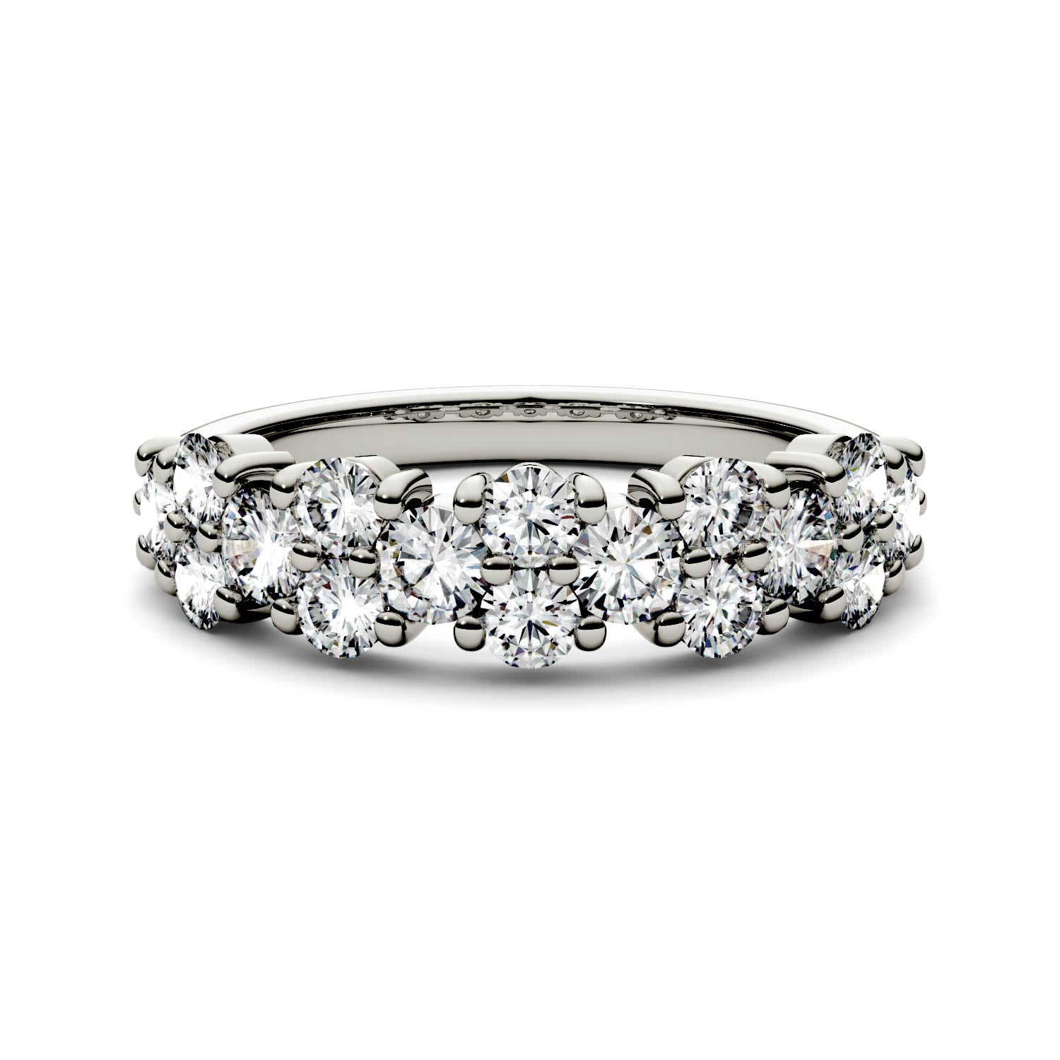1.20 CTW DEW Round Moissanite Fashion Ring in 14K White Gold