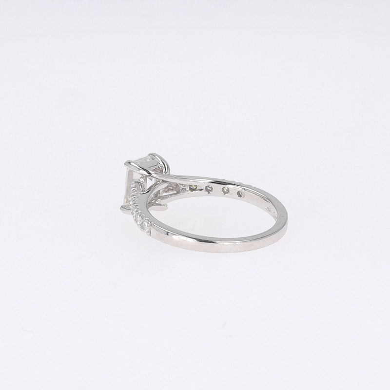 1.24 CTW DEW Emerald Near-Colorless Moissanite Side-Stone Ring in 14K White Gold