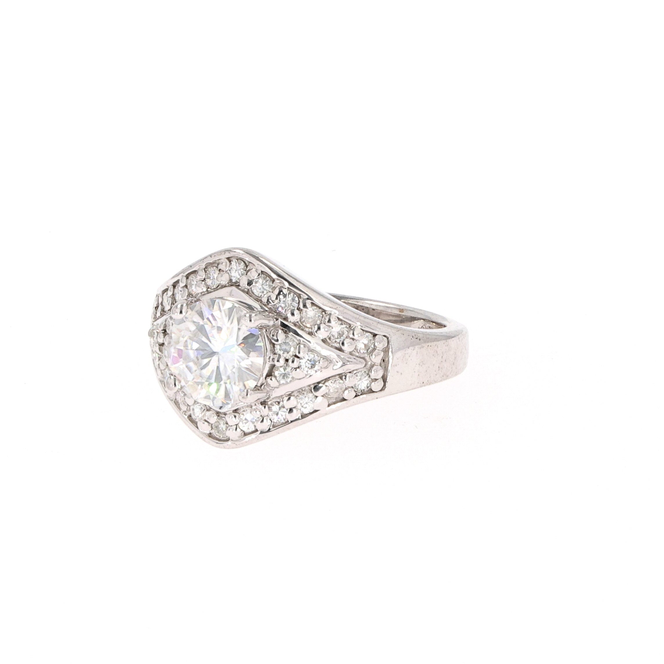 1.73 CTW DEW Round Near-Colorless Moissanite Fashion Solitaire Engagement Ring in Sterling Silver