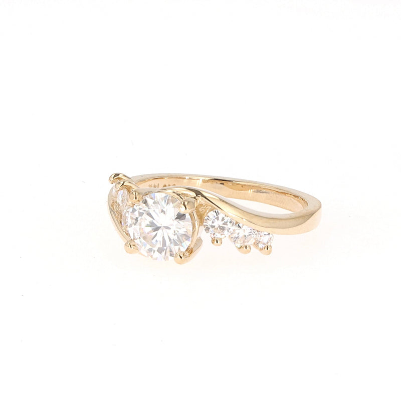 1.38 CTW DEW Round Near-Colorless Moissanite Fashion Ring in 14K Yellow Gold