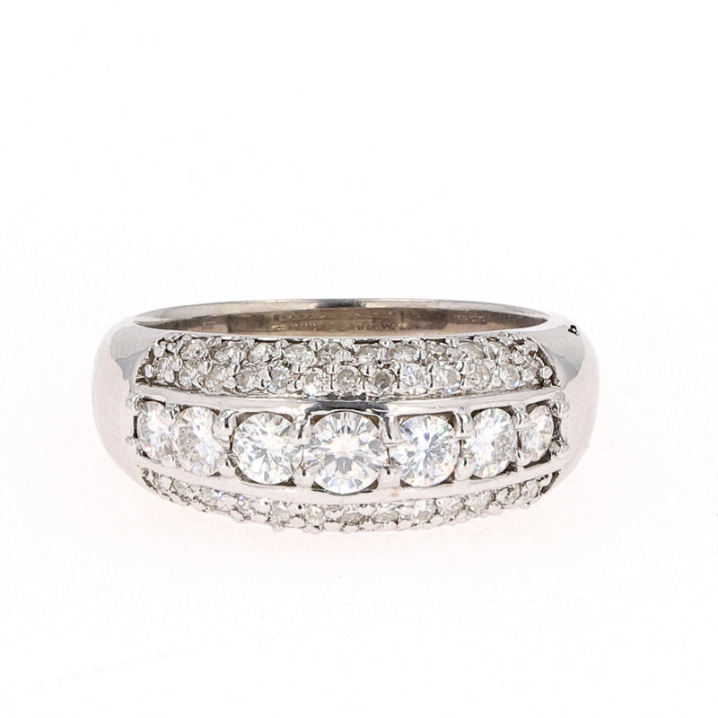 1.26 CTW DEW Round Near-Colorless Moissanite Band in 14K White Gold