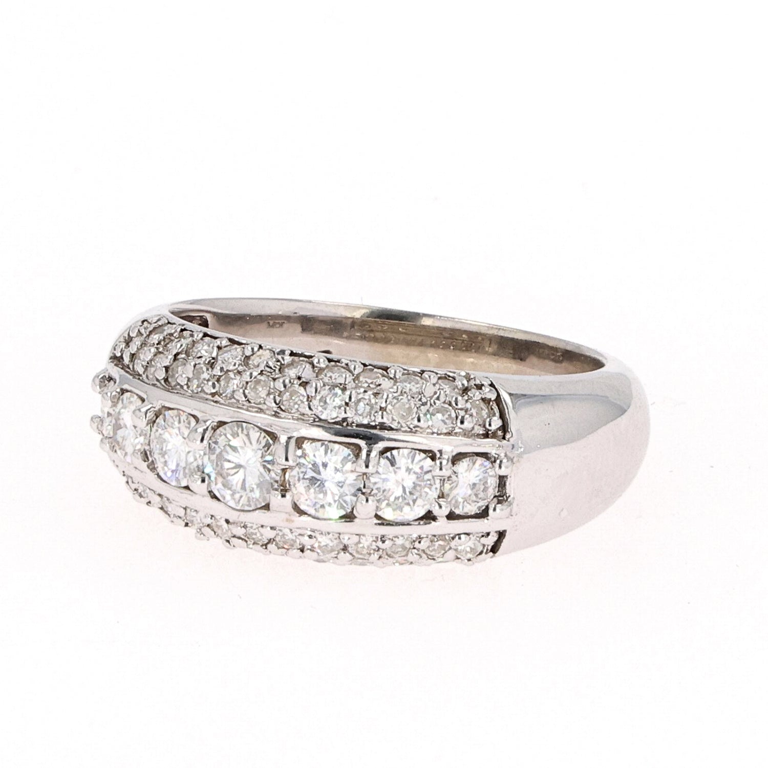 1.26 CTW DEW Round Near-Colorless Moissanite Band in 14K White Gold