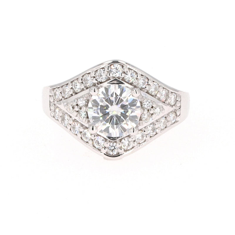 1.73 CTW DEW Round Near-Colorless Moissanite Fashion Solitaire Ring in 14K White Gold