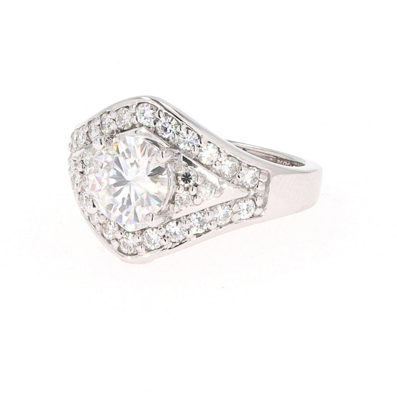 1.73 CTW DEW Round Near-Colorless Moissanite Fashion Solitaire Ring in 14K White Gold