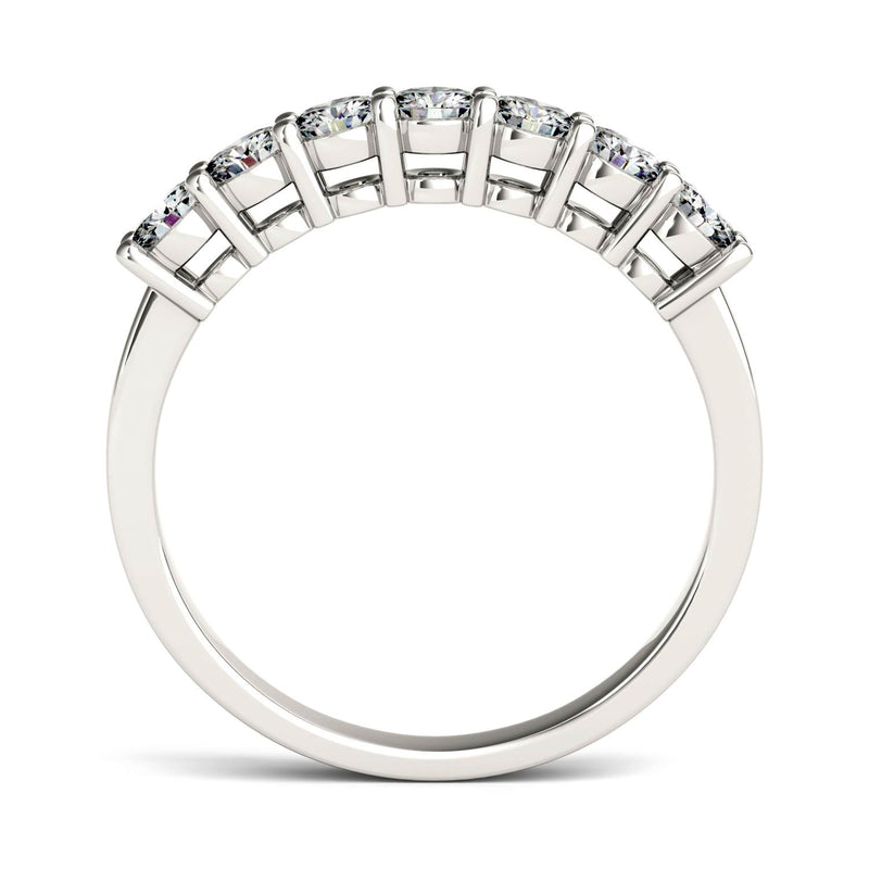 0.70 CTW DEW Round Moissanite Seven Stone Ring in 14K White Gold