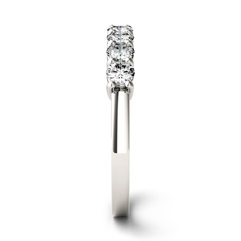 0.70 CTW DEW Round Moissanite Seven Stone Ring in 14K White Gold