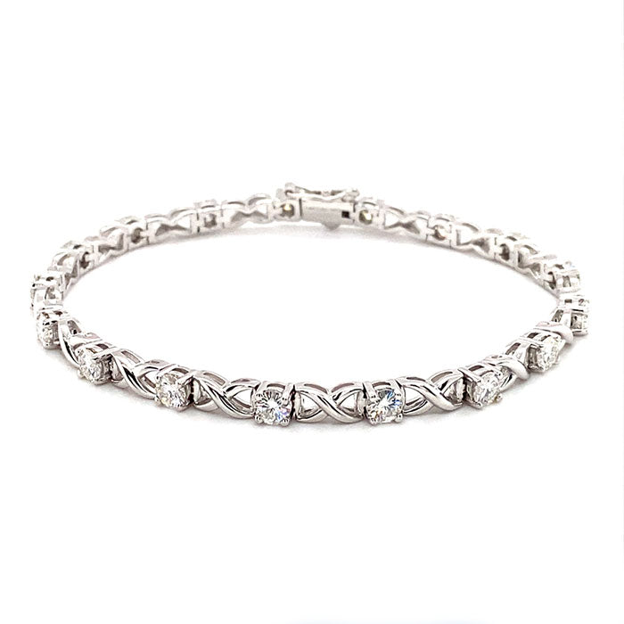 3.91 CTW DEW Round Near-Colorless Moissanite Line Bracelet in 14K White Gold