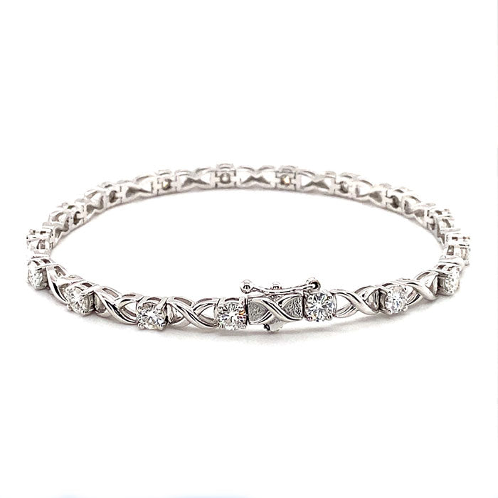 3.91 CTW DEW Round Near-Colorless Moissanite Line Bracelet in 14K White Gold