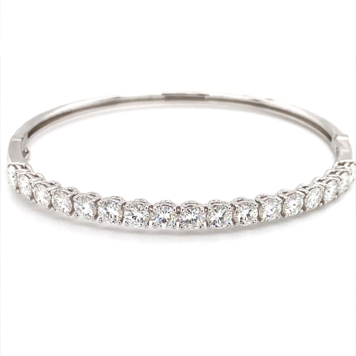 3.91 CTW DEW Round Near-Colorless Moissanite Pave Bangle Bracelet in 14K White Gold