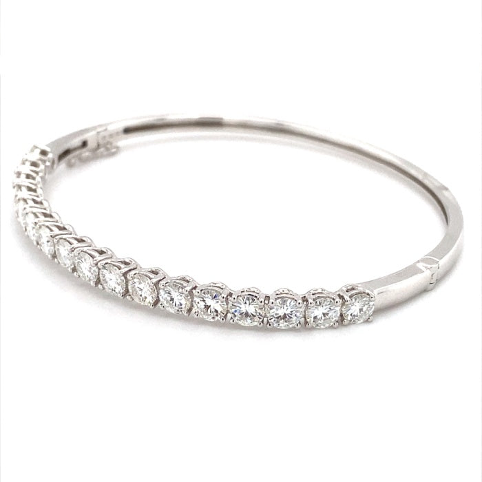 3.91 CTW DEW Round Near-Colorless Moissanite Pave Bangle Bracelet in 14K White Gold