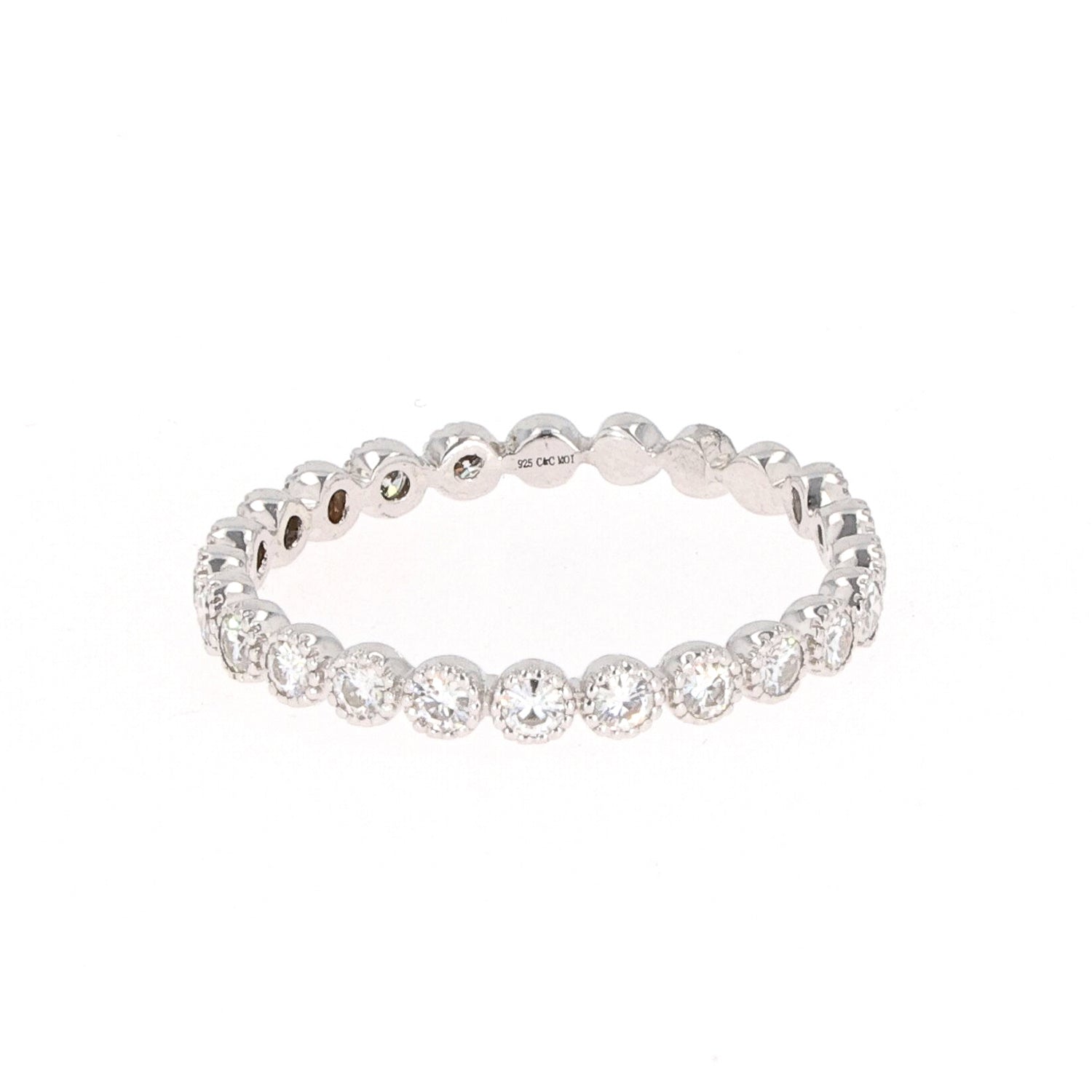 0.50 CTW DEW Round Bezel-Set Stackable Band in Sterling Silver