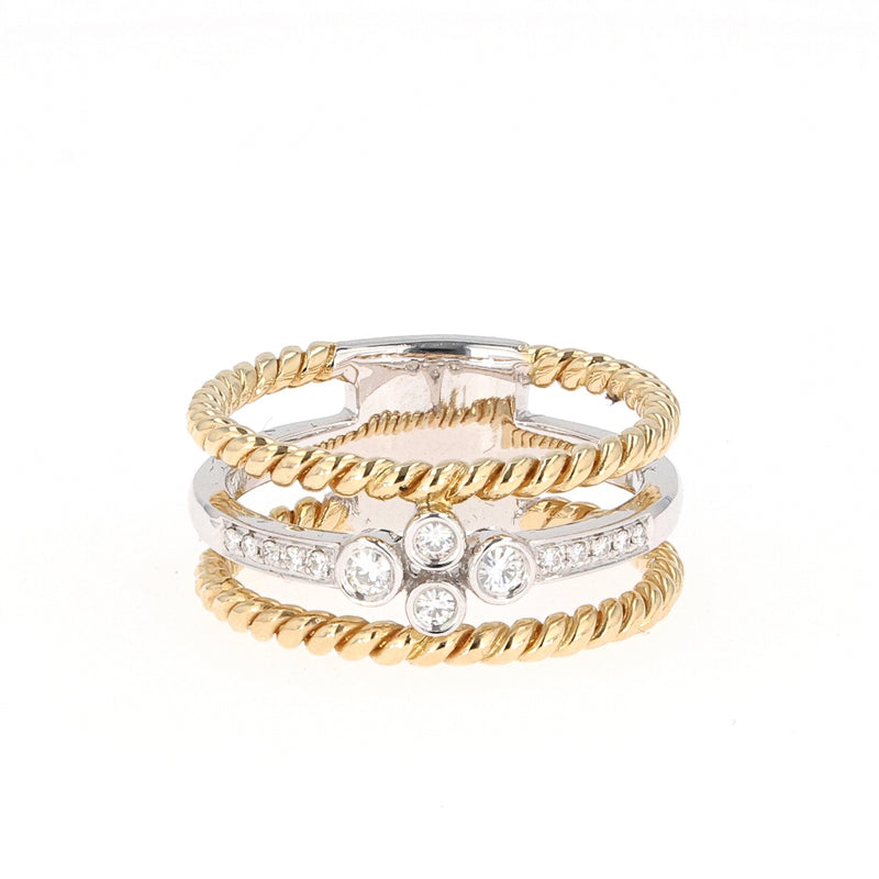 0.15 CTW DEW Round Near-Colorless Moissanite Band in 14K Two-Tone Gold
