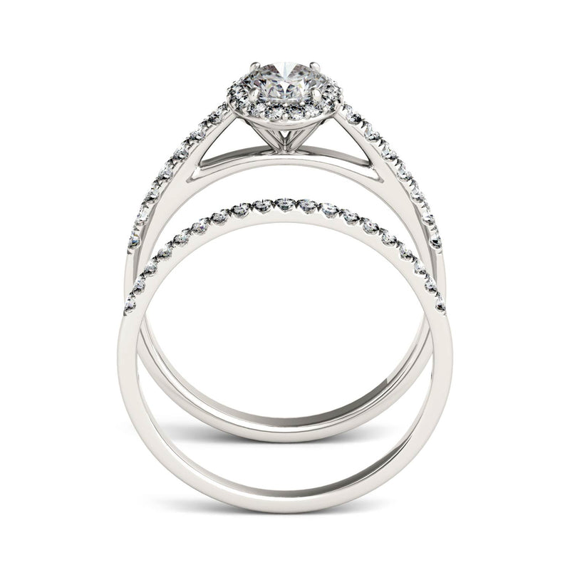 1.28 CTW DEW Oval Moissanite Halo Set in 14K White Gold