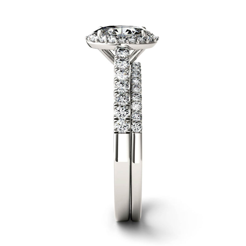 1.28 CTW DEW Oval Moissanite Halo Set in 14K White Gold
