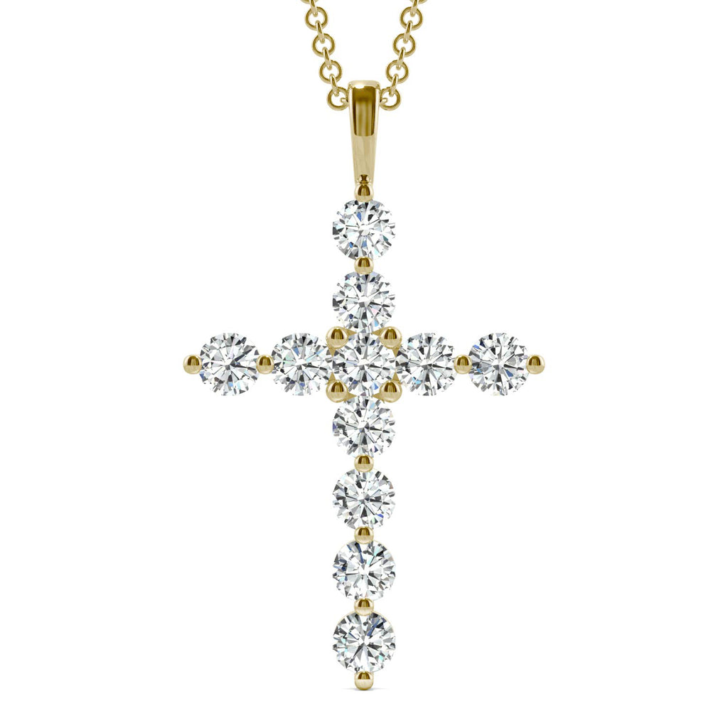 1.10 CTW DEW Moissanite Cross Pendant in 14K Yellow Gold