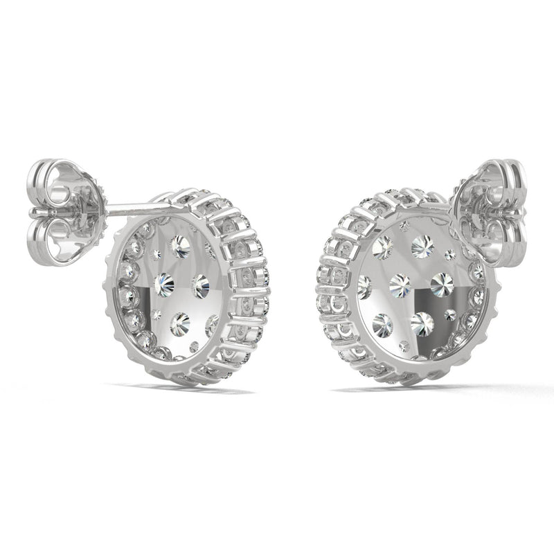 1.04 CTW DEW Round Moissanite Cluster Earrings in 14K White Gold