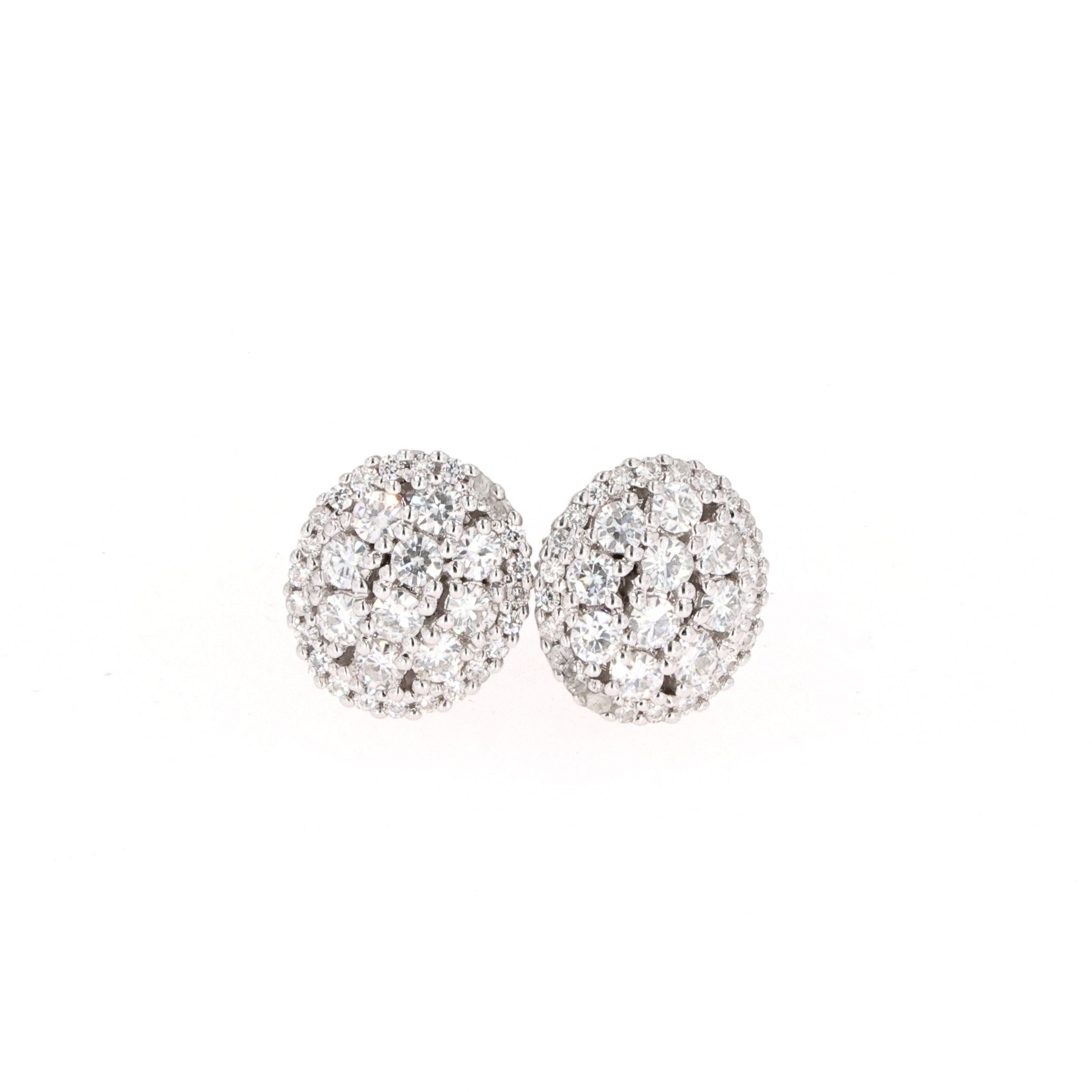 0.94 CTW DEW Round Near-Colorless Moissanite Cluster Stud Earrings in 14K White Gold