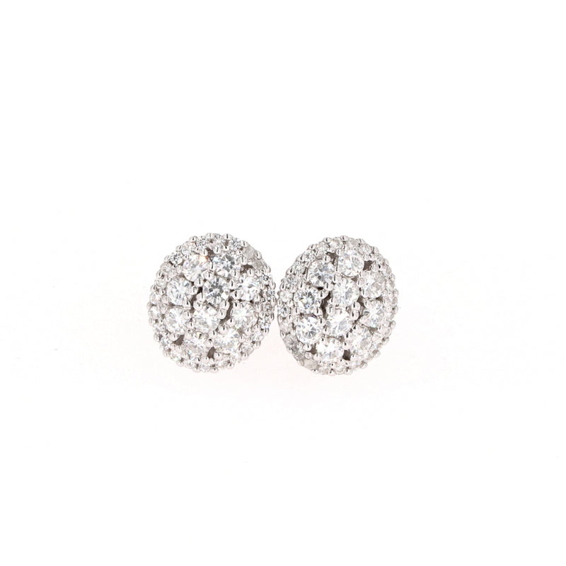 0.94 CTW DEW Round Near-Colorless Moissanite Cluster Stud Earrings in 14K White Gold