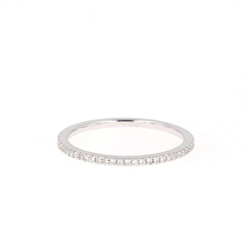 0.29 CTW DEW Round Near-Colorless Moissanite Pave Band in 14K White Gold