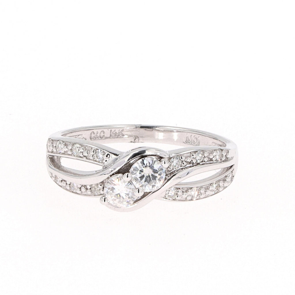 0.50 CTW DEW Round Bypass Ring 14K White Gold