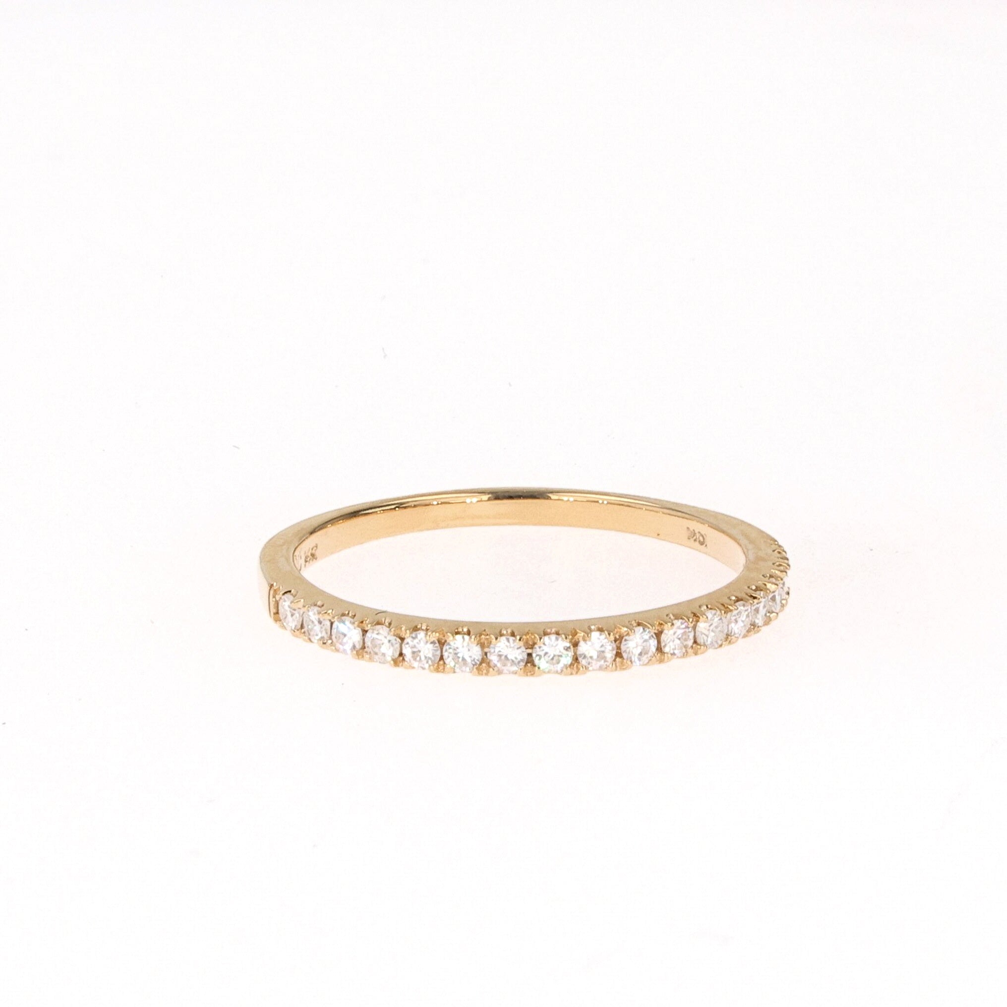 0.34 CTW DEW Round Near-Colorless Moissanite Pave Band in 14K Yellow Gold